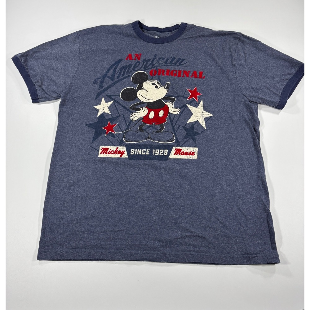 Disney Store T-Shirt Mickey Mouse Retro Tee Blue 2010 Graphic Women's M